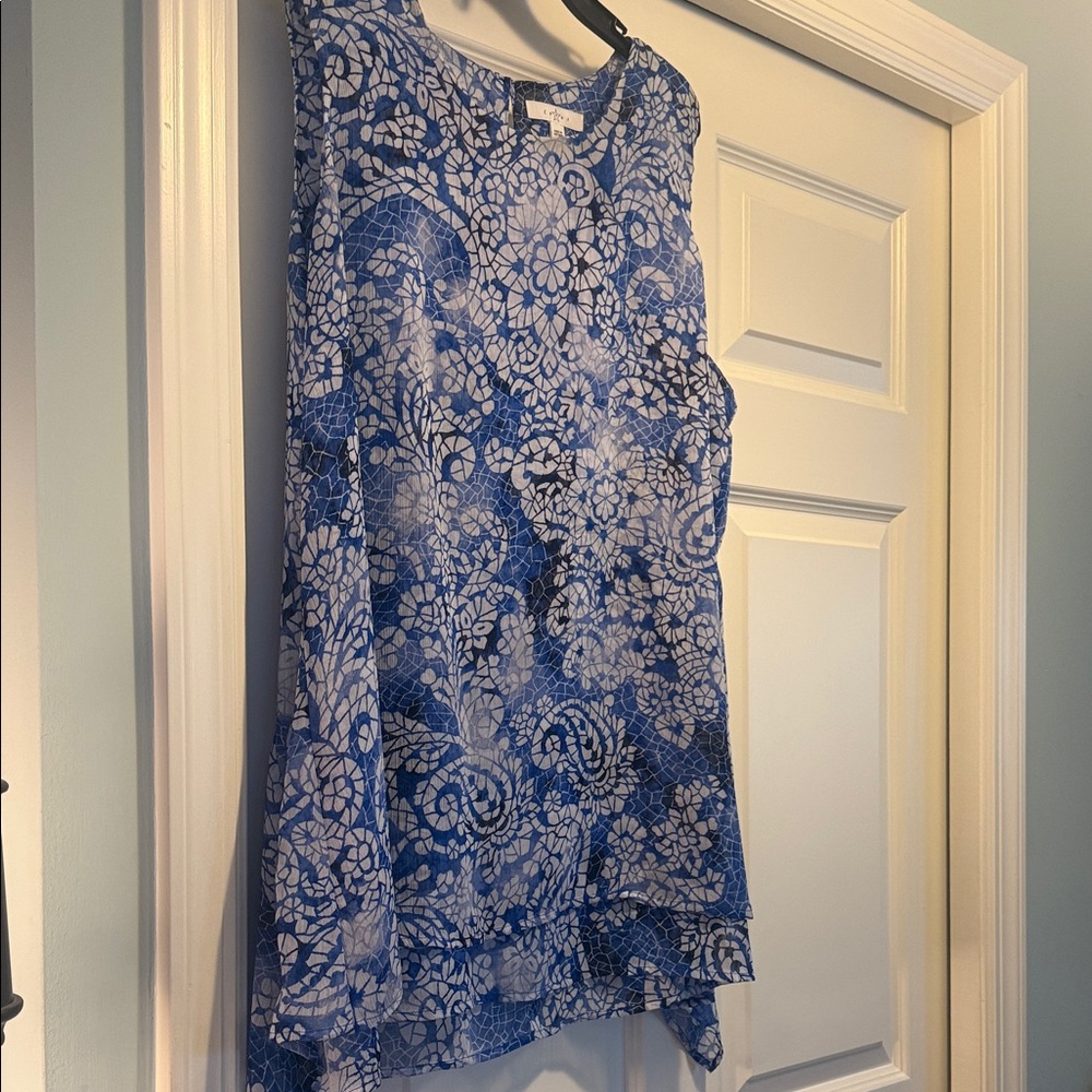 Fever Navy Floral Lace Blouse XXL NWOT